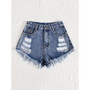 Womens Denim Shorts Frayed Distressed Denim Shorts (XL)